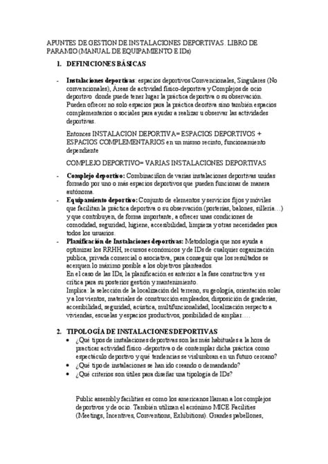 Libro Gestion De Instalaciones Deportivas Pdf