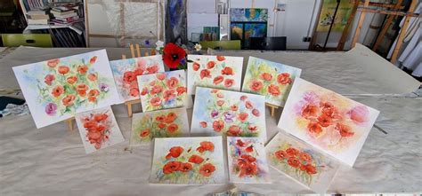 Aquarellkurs Mohnblumen Atelier Malschule Mesch Osnabr Ck