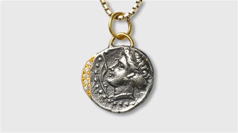 Ancient Sinope Water Nymph Coin Charm 24K Gold Silver And Diamonds