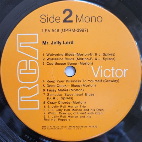 Jelly Roll Morton Mr Jelly Lord Rca Victor 1967 Goatless