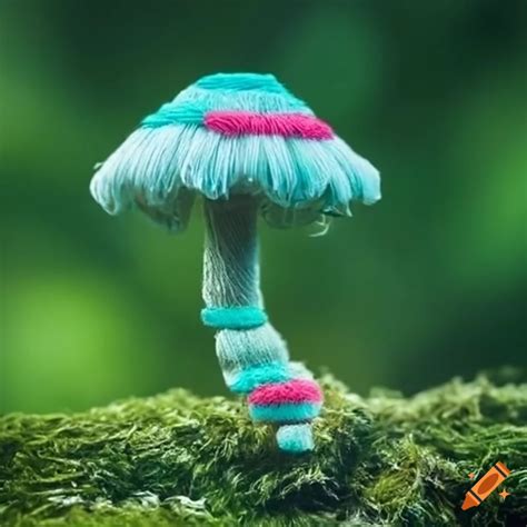 Colorful Floss Mushroom Growing On Moss On Craiyon