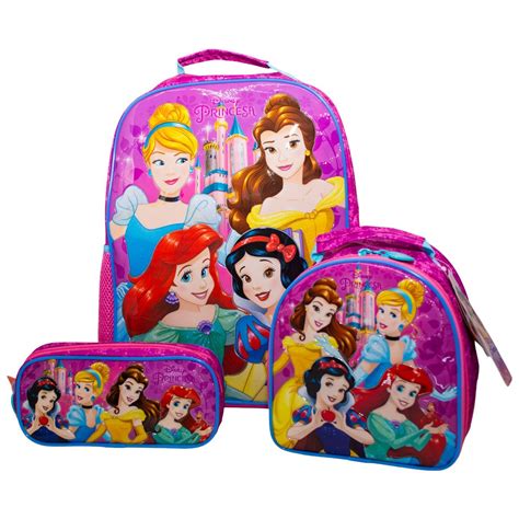 Mochila Princesas Disney Lancheira Térmica Estojo kit Xeryus Kit