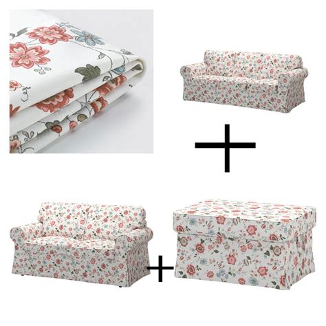 Ikea Ektorp 3 Seat Sofa And 2 Seat Loveseat W Footstool Slipcovers Covers Videslund Multi Floral New