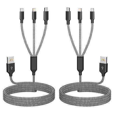 Firsting Multi Charging Cable2pack 4ft 3 In 1 Charging Cable Nylon