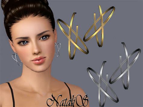 The Sims Resource NataliS TS3 Criss Cross Hoop Earrings