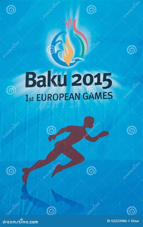 Baku MARCH 21 2015 2015 European Games Posters Editorial Photo