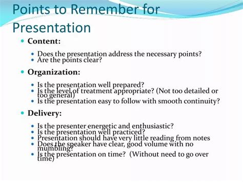 PPT - Points to Remember for Presentation PowerPoint Presentation, free ...