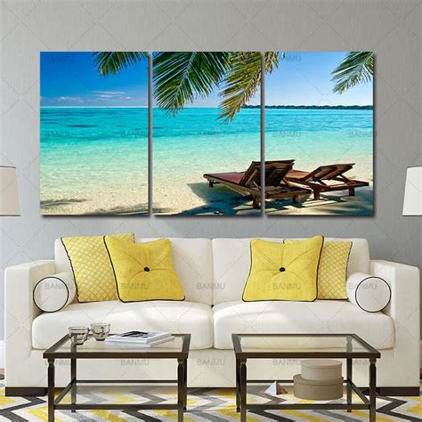 Panel Sea Scenery With Beach Modern Wall Art For Wall Decor Home