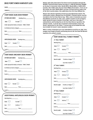 Fillable Online Fort Knox Hunting And Fishing U S Army Garrisons Fax