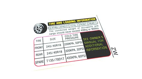 Subaru Sti Engine Decal Tire Information Label Label Fg