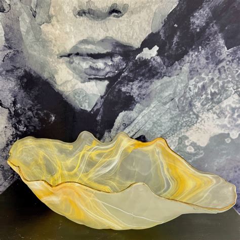 Large Vintage Clam Shell Glass Bowl