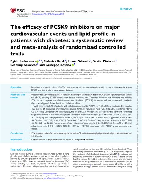 Pdf The Efficacy Of Pcsk9 Inhibitors On Major Cardiovascular Events