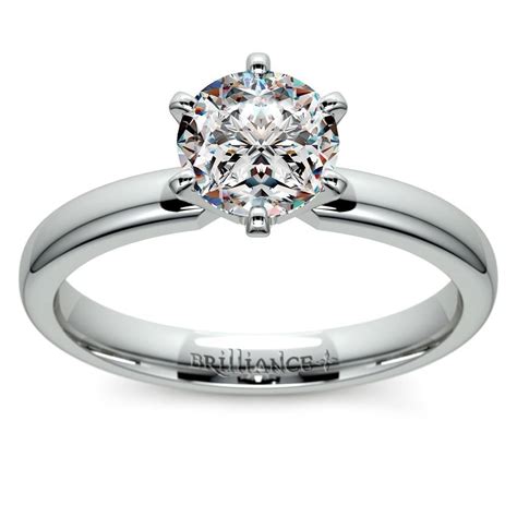 Six Prong Solitaire Engagement Ring In White Gold 2 5 Mm