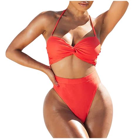 Bigersell Bikini Sets Clearance Female Bandeau Swimsuits Back Smoothing