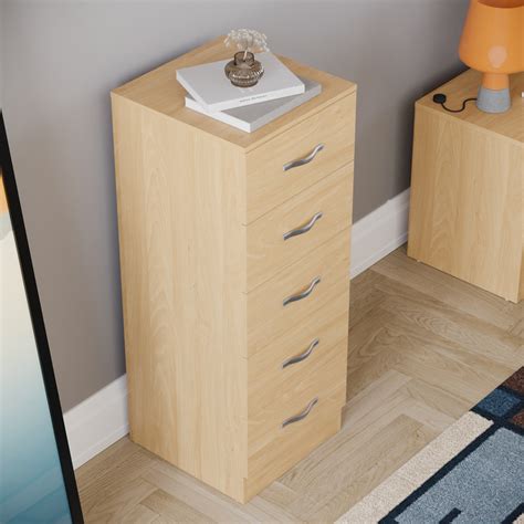 Vida Designs Riano 5 Drawer Pine Narrow Chest Of Drawers Wilko