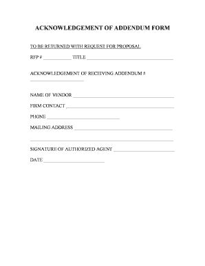 Fillable Online Mnsu ACKNOWLEDGEMENT OF ADDENDUM FORM Mnsu Fax Email