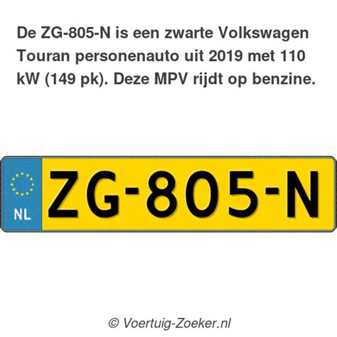 Kenteken Zg N Volkswagen Touran Auto Zg N Voertuig Zoeker Nl