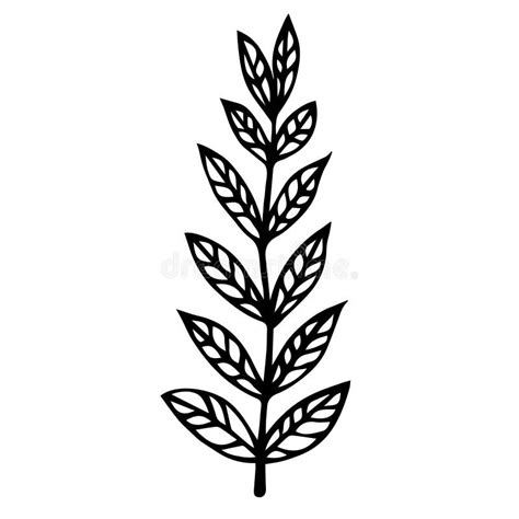 Branch With Leaves Vector Icon Hand Drawn Doodle Isolated On White