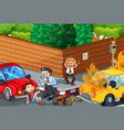 Accident Scene With Car On Road Royalty Free Vector Image