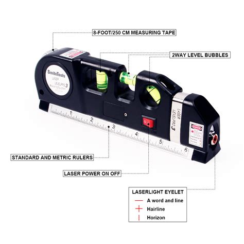 Multipurpose Measure Tools Laser Level Tape Ruler Adjusted Standard And