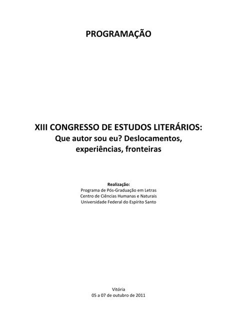 Pdf Caderno De Programa O Do Xiiicel Congresso De Estudos