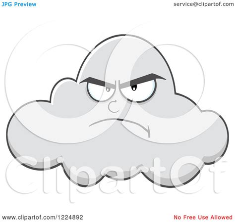 Clipart Of A Grumpy Cloud Mascot Royalty Free Vector Illustration By