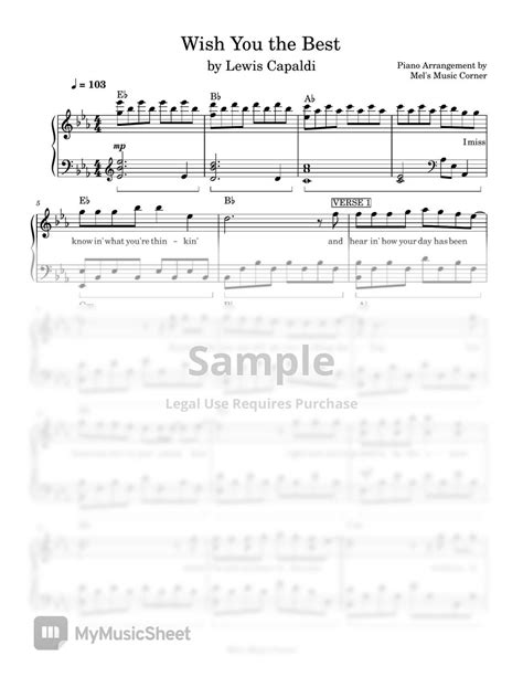 Lewis Capaldi Wish You The Best Piano Sheet Music Sheets By Mels