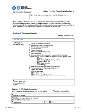 Fillable Online Allied Provider Recredentialing Form Bcbsm Fax