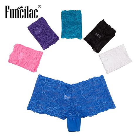 Funcilac Women Boxers Underwear Sexy Lace Panties Shorts Boyshort Knickers Intimates Lingerie