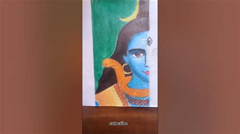 Shiv Parvati Drawing With Oil Pastel Part 2 Half Shiv And Half Sakti Drawing Shorts