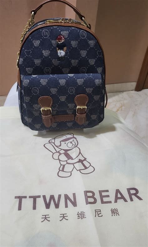 Ttwn Bear Backpack Denim Barang Mewah Tas Dompet Di Carousell