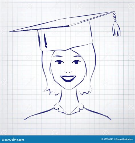 Student Girl Wearing Graduation Hat Stock Vector - Illustration of ...