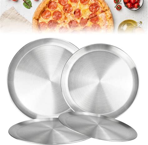 REFORUNG 4 Pz Teglie Per Pizza In Acciaio Inox Teglie Per Pizza Rotonde