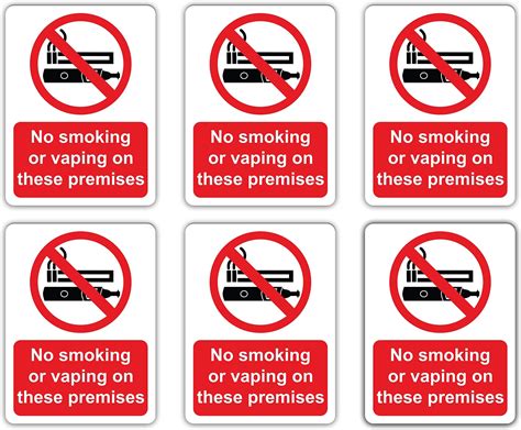 No Smoking Or Vaping In This Area Safety Sign 1 2mm Rigid Plastic