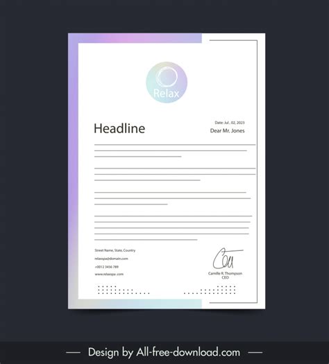 Business Letterhead Template Elegant Plain Decor Vectors Images Graphic