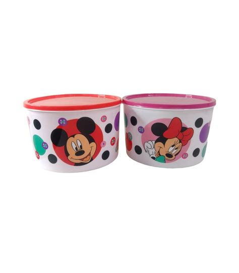 Conjunto Pote Mantimento Pl Stico Decorado Minnie E Mickey