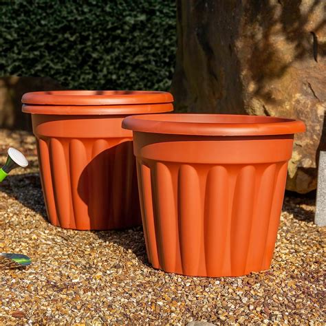 Wham 3x 50cm Vista Plastic Planter Round Garden Plant Pot Large Floor