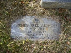 Henry Fred Althoff 1894 1964 Homenaje De Find A Grave