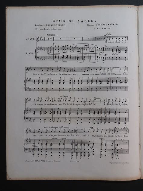 ARNAUD Étienne Grain de Sable Chant Piano ca1850 de ARNAUD Étienne