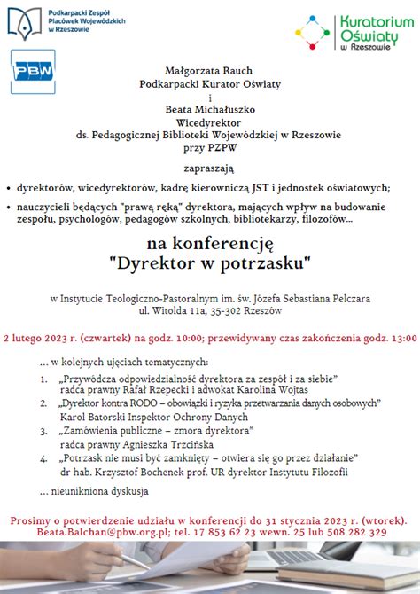 Dyrektor w potrzasku zaproszenie na konferencję Pedagogiczna