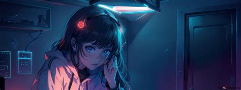 Beautiful anime girl with blue eyes 4K wallpaper download