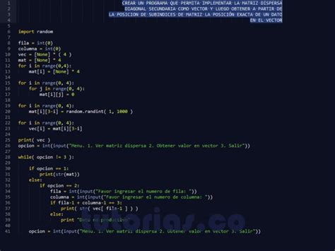 Arrays Python Matriz Dispersa Diagonal Secundaria En Vector