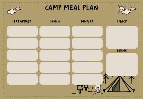 Camping Menu Planner 10 Free PDF Printables Printablee