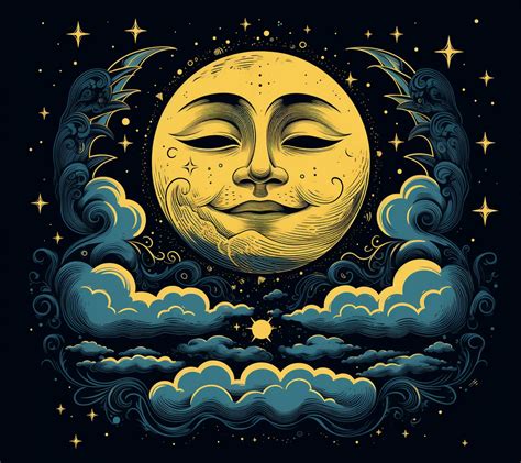 Retro Fantasy Moon Face Art Free Stock Photo Public Domain Pictures