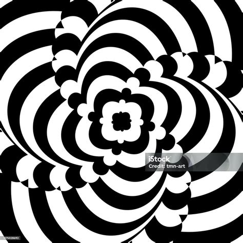 Abstract Optical Illusion Background Vector Design Psychedelic Striped Black And White Backdrop