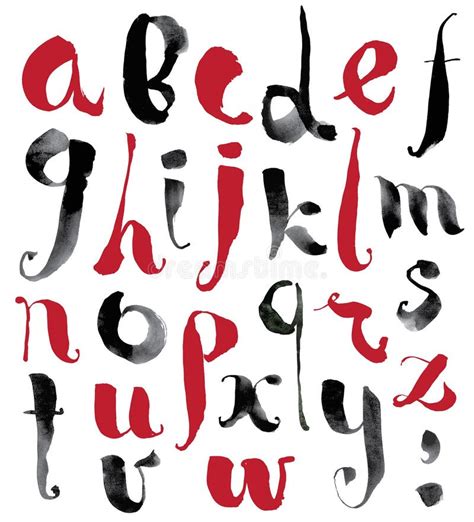 Latin Lowercase Alphabet Letters And Numbers Thin Line Font Stock