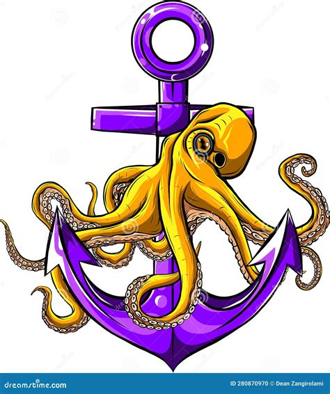 Octopus Tentacles And Anchor Tattoo