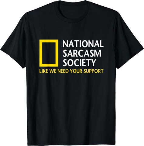 National Sarcasm Society Funny Satirical Parody Designs Short Sleeve T