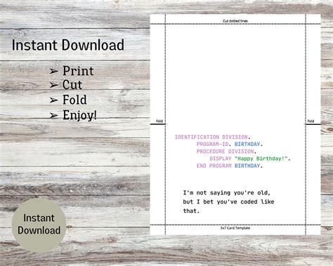 Printable Funny Code Birthday Card For Your Geeky Developer Friend