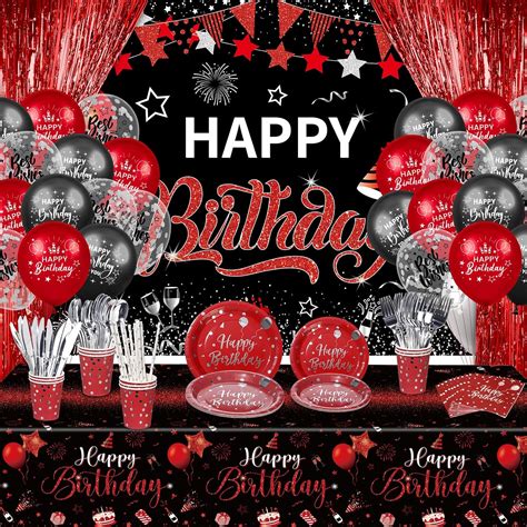 Red Birthday Decorations For Men Women 131pcs Red And Black